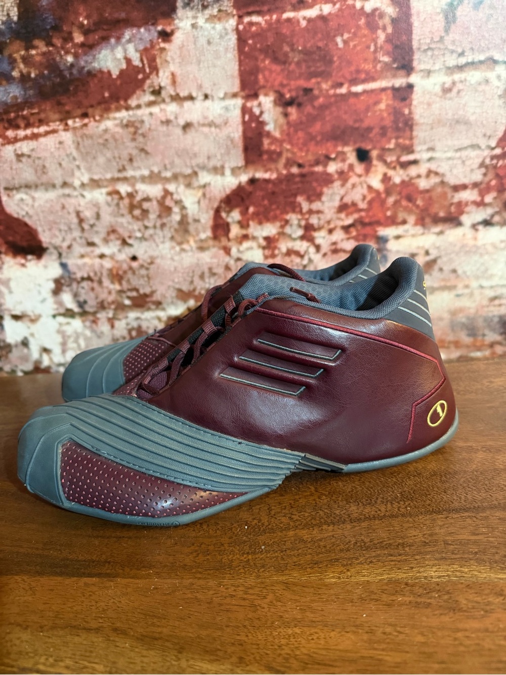 T Mac Adidas Maroon and Gray basketball Athletic Sneakers